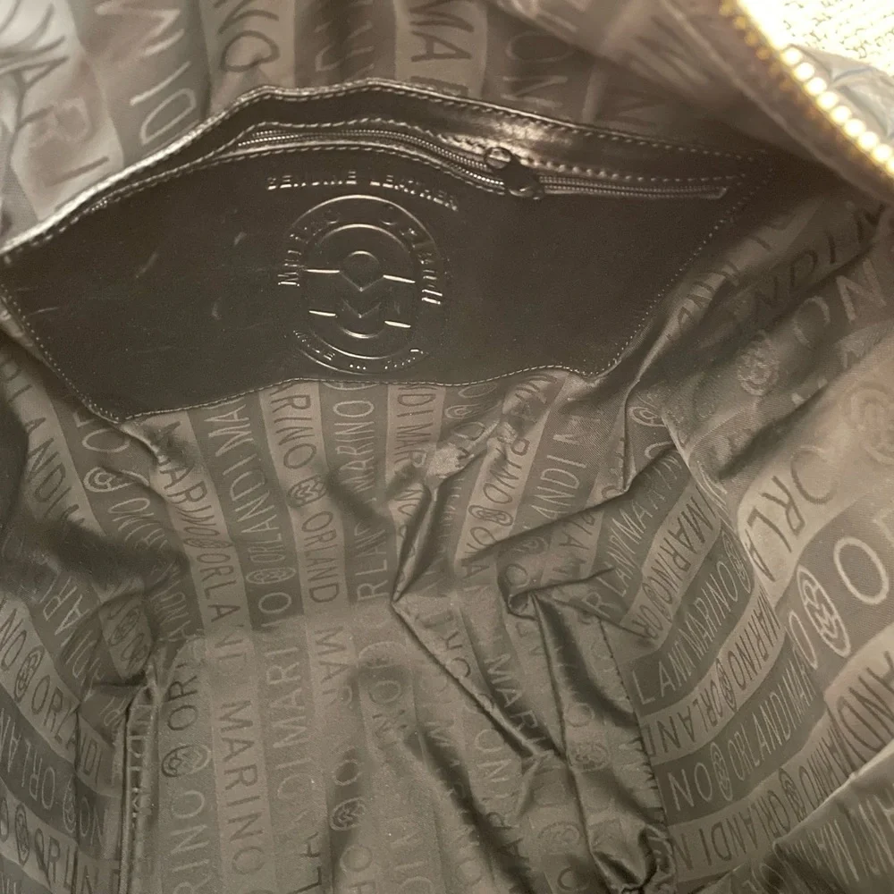 MARINO ORLANDI Italy XL BLACK ShoulderBag/Tote converts to Sling Emboss Leather - Picture 5 of 15